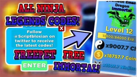 all ninja legend codes